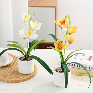 Fleurs artificielles en stock, magnolia à quatre têtes en pot, bassin pavé de pierres, décoration intérieure, petit ornement de bureau, artificiel - Product Image 4