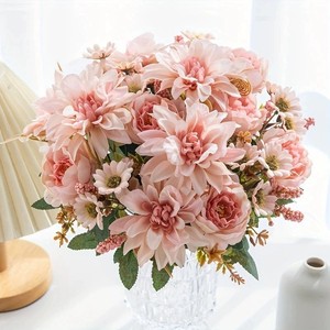 <span class=keywords><strong>Bouquet</strong></span> de fleurs artificielles réalistes en soie, 5 têtes de roses Vénus <span class=keywords><strong>et</strong></span> pivoines, décoration moderne pour la maison, accessoires de photographie extérieure pour la Saint-Valentin - Product Image 1