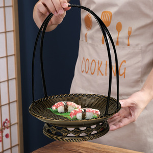 Panier de service en plastique couleur unie imitation bronze cuivre acajou pour usage résidentiel - Product Image 2