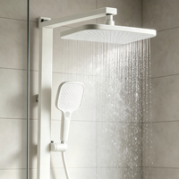 Système de douche complet blanc crème avec robinet en laiton massif, ensemble de douche pluie 4 fonctions pour salle de bain, hôtel, appartement, rénovation