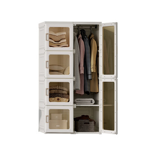 Großhandel Faltbarer Kunststoff-Kleiderschrank mit Glastüren <span class=keywords><strong>4</strong></span> Schubladen für Schlafzimmer-Organizer - Product Image 1