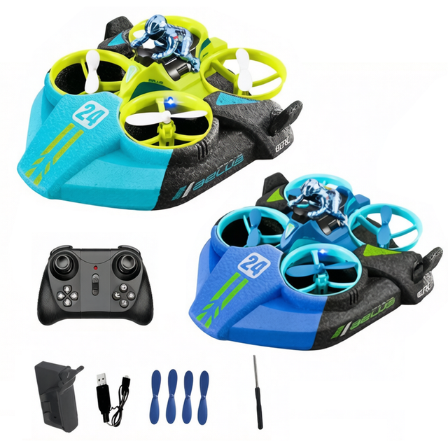 2in1 Mini Land Sea Air Remote Control RC Boat Drone Airplane Vehicle Toy for Kids Adults