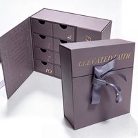 Maßgefertigte Luxus-Schokoladen-Schmuck-Kosmetik-Verpackung Doppeltürige Schublade Geschenkpapier Adventskalender-Box