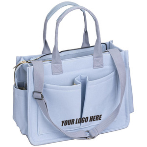 Sac fourre-tout en <span class=keywords><strong>toile</strong></span> Qetesh pour femme, personnalisable avec nom et logo, multi-poches, bandoulière réglable, sac à bandoulière pour ordinateur portable, pour le travail, la plage, la salle de sport - Product Image 2