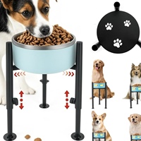 Support de meuble réglable robuste, support métallique surélevé en forme de trépied, support antidérapant pour gamelle d'animal, gamelle non incluse