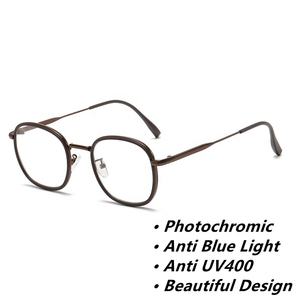 Lunettes photochromiques anti-lumière bleue à changement de <span class=keywords><strong>couleur</strong></span> pour femmes, rondes, grises, photochromiques, antireflets, lecture, intérieur/extérieur - Product Image 3