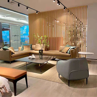 Vente directe d'usine, panneau mural cannelé 3D, panneau mural WPC, panneau mural en bois PVC, panneau de plafond en grille, revêtement pour décoration intérieure