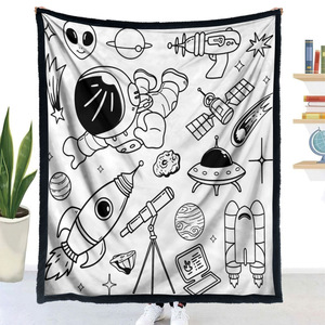 Anma Cross-border Exclusive Hand-painted Winter DIY Coloring <b>Sleep</b> <b>Blanket</b> 100% Polyester Space Style 120x150cm Customizable - Product Image 1