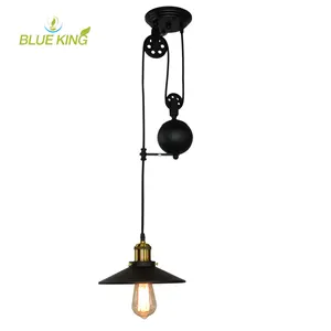 Lámparas colgantes de polea única para Loft, accesorio de iluminación de metal, Industrial, ajustable, para tienda de café