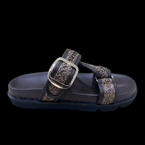 Sandales plates en PU marron à plateforme, bout ouvert, fermeture à boucle, semelle extérieure antidérapante en EVA, légères, mode estivale, chaussures pour femmes - Product Image 1