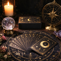 Jeu de cartes de tarot noir et or, jeu de tarot original Soleil, Lune, Étoile avec boîte de rangement pour la divination, jeu de société et collection