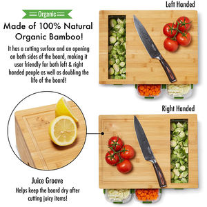 เขียงไม้ไผ่พร้อมลิ้นชักเก็บอาหาร3ชั้นพร้อมฝาปิดที่ปิดสนิท - Product Image 6