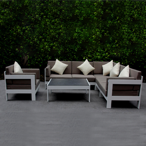 Ensemble de canapés d'angle en bois/plastique au design moderne avec tissu de qualité supérieure, vente chaude, mobilier de <span class=keywords><strong>salon</strong></span> et de patio combinable - Product Image 1