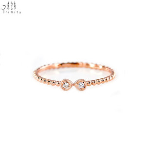 High Quality Wholesale Daily Wearing Vintage Design Bowknot Stackable <b>Ring</b> Jewelry Real Natural Diamond 18K Solid Rose Gold <b>Ring</b> - Product Image 1