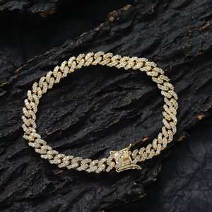 6Mm Women's Thin <b>Cuban</b> Bracelet, Copper Inlaid Zircon <b>Cuban</b> Bracelet With 3 Zircons. Tanjing Fashion Lijing Necklace - Product Image 2