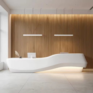 Comptoir de réception blanc de forme organique moderne, parfait pour les halls d'accueil de bureaux haut de gamme - Product Image 2