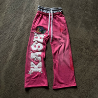 MCP032 Pantalon de survêtement empilé brodé avec logo personnalisé Pantalon de survêtement brodé Jogger Pantalon de survêtement évasé lavé à l'acide