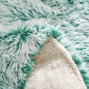 Juego de cama de edredón de piel sintética de visón arcoíris, felpa esponjosa de terciopelo colorido con función plegada, incluye sábanas ajustables - Product Image 6