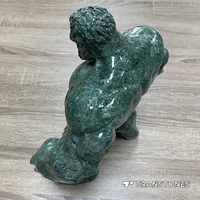 Nouvelle Sculpture en Marbre Vert Poli Design Moderne, Rôle de Super-héros, Hulk 350mm