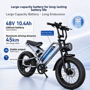 Vélo de montagne électrique 500W 48V 10.4Ah 20 pouces avec pneus larges en acier haute teneur en carbone pour vignobles, vergers et prairies - Product Image 2