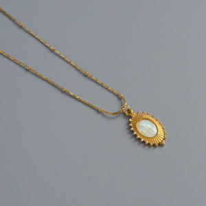 Chaîne avec pendentif en forme de miroir ovale, style byzantin, en acier inoxydable 316L, collier en acier inoxydable, offre spéciale, Europe - Product Image 4