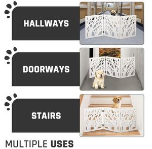 Clôture en bois décorative autoportante <span class=keywords><strong>pour</strong></span> chiens de petite à moyenne taille, <span class=keywords><strong>barrière</strong></span> <span class=keywords><strong>pour</strong></span> escaliers, portes et couloirs - Product Image 5