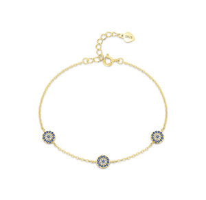 Pulsera de Cadena Minimalista con Dijes de Cristal de Plata S925, Unisex, para Uso Diario, con Diseño de Ojo Azul para Piel Sensible - Product Image 5