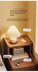 Nuovo Comodino in Stile Cinese con <span class=keywords><strong>2</strong></span> Cassetti e Ripiano Aperto, Tavolino da Notte Ecologico per Camera da Letto con Porta di Ricarica - Product Image 3