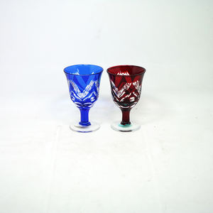 Vasos de chupito de <span class=keywords><strong>tequilla</strong></span> de tallo corto de estilo japonés Edo Kiriko de color azul rubí rojo - Product Image 2