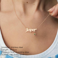 Collier EManco personnalisé avec pendentif nom en écriture cursive, chaîne maille gourmette, breloque zircon vert – Accessoire de mode élégant pour la Saint-Valentin, Noël et les fêtes