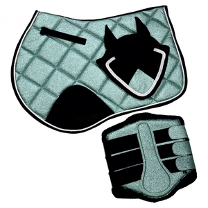 Conjunto Premium de 3 Piezas para Equitación Western: Sillín, Malla Antimosquitos para Orejas y Botas Protectoras - Product Image 1