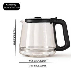 Jarra de Vidrio de Borosilicato Transparente de Gran Capacidad de Repuesto para Cafeteras de <span class=keywords><strong>Goteo</strong></span>, Capacidad para 12 Tazas - Product Image 2