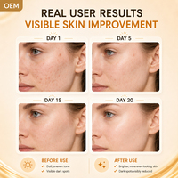 Crème Visage Hydratante Végane à l'Acide Kojique et au Curcuma en Capsules, Marque Blanche, Éclaircissante, Unifiante, Anti-Cernes et Anti-Cicatrices d'Acné