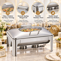 Luxe hotelchafer SUS 304 roestvrij staal 9L chafing dish buffetwarmer buffetset voor catering