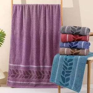 Juego de Toallas de Baño de Algodón, Colores Mezclados, Jacquard Floral, Rectangulares, Toallas Textiles para el Hogar para Adultos - Product Image 3