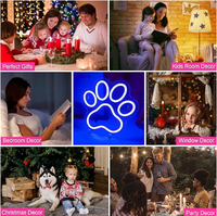 Enseigne néon LED dimmable Patte de Chien et Chat, motif empreinte de patte de chiot, pour décoration murale