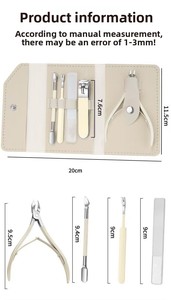 Ensemble de 5 outils de manucure multifonctionnels en acier inoxydable : coupe-ongles, pince à cuticules, repousse-cuticules, fourchette et outil à bouche plate portable pour usage domestique - Product Image 6