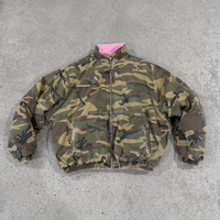 Blousons Bomber Personnalisés Réversibles en Toile de Coton Lavée et Délavée avec Impression Camouflage, en Polaire Épaisse, pour Fabricants de Streetwear