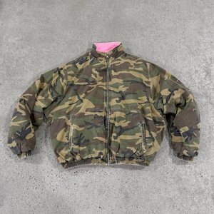 Custom Reversible Streetwear Manufacturer <strong>Camo</strong> Printing Duck Canvas Cotton Washed Faded Camouflage Thick Fleece Bomber <strong>Jackets</strong> - Product Image 1