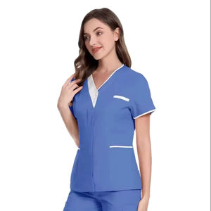 Ensemble de blouses médicales unisexes à col en V, manches courtes, extensibles, respirantes, séchage rapide pour les travailleurs des hôpitaux, des cliniques et du personnel de santé - Product Image 1