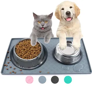 Kích Thước Tùy Chỉnh Đệm Di Động Không Thấm Nước Không Trượt Thức Ăn Cho Chó Ăn Silicone Pet Bowl Mat