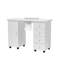 Art Station Mobilier de salon professionnel en verre moderne Bureau de manucure Table à ongles avec dépoussiéreur
