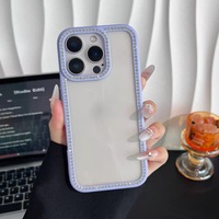 Casing Ponsel Akrilik Berlian Edge Diamond Cocok untuk Apple 17 Promax Diamond Set Case iPhone 16 Transparan DIY Pelindung Ponsel