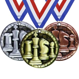 Medaglia Sportiva Top Champion in Metallo per Competizioni di Scacchi, Ideale come Regalo Promozionale - Product Image 1