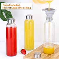 Botella de Agua de Vidrio de Borosilicato de Boca Ancha Personalizada con Tapa de Acero Inoxidable de 600ml/750ml/1000ml Reutilizable