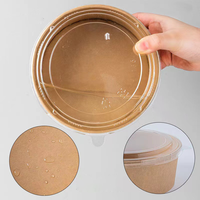 Récipients biodégradables à emporter pour fast-food bols de boîte à lunch en papier bols ronds d'emballage alimentaire bols à soupe en papier kraft avec couvercle