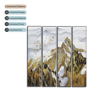 Art Original d'Usine : Tableau sur Toile Paysage Chinois Art <span class=keywords><strong>Déco</strong></span> Personnalisé à 4 Panneaux avec Cadre en Bois pour Fond de Télévision Moderne ou Mur de Salon - Product Image 6
