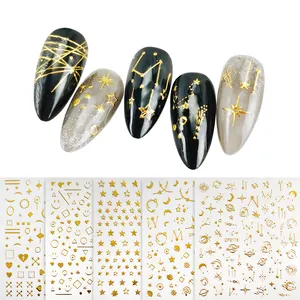 Stelle e lune Sky Designs Nail Art Stickers & Nail decalcomanie 3D Metallic Gold e Black Color Nail Sticker all'ingrosso