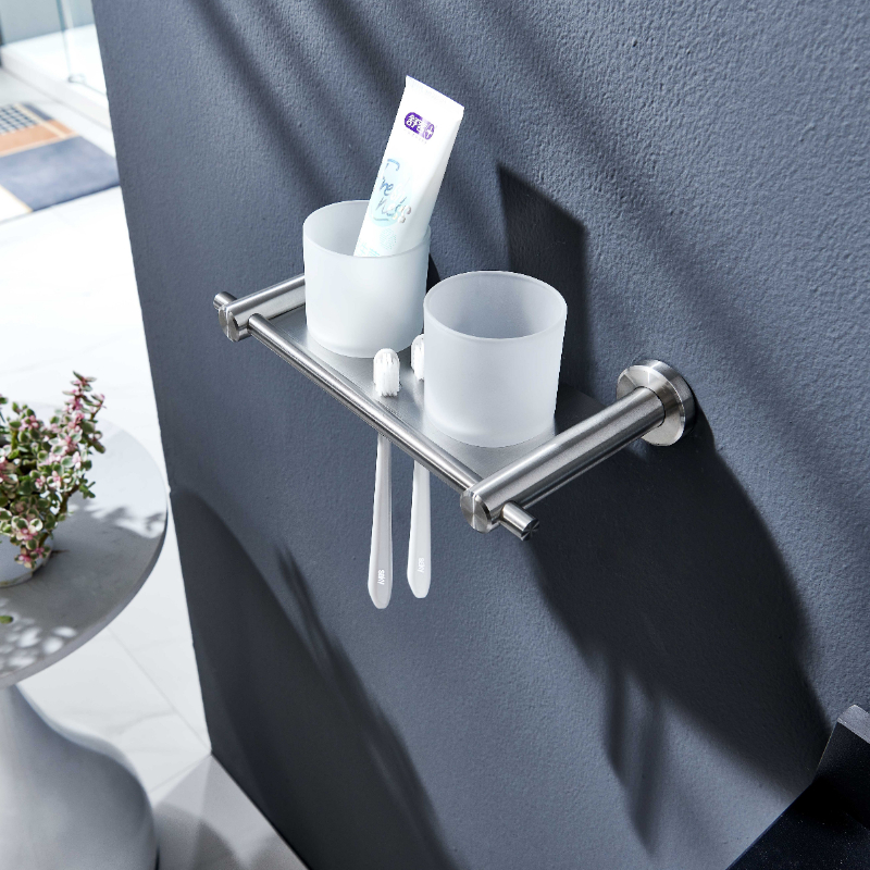 Luxury Double Toothbrush Tumbler Holder SUS304 Bathroom Accessories Set