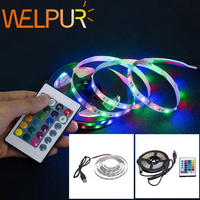 Ruban LED RVB Flexible 5m pour Rétroéclairage de Téléviseur Intelligent avec Connectivité USB, Télécommande et Interrupteur, Indice IP20, 5V